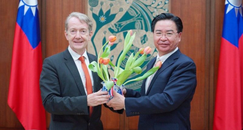 Taiwanese Foreign Minister Joseph Wu with Guy Wittich