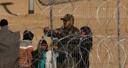 US Mexico border razor wire